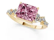 Radiant Cut Accented Engagement Ring Setting for a Fancy Pink Lab-Grown Diamond | Yellow Gold