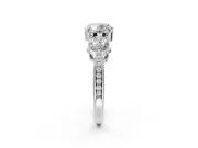 Round Three Stone Engagement Ring Setting | Tapered Pave Band | Platinum