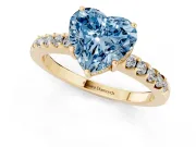 Heart-Shaped Engagement Ring Setting for a Fancy Blue Lab-Grown Diamond | Yellow Gold - Design NV-24649