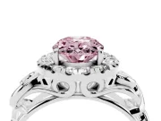 Oval Filigree Halo Engagement Ring Setting for a Fancy Pink Lab-Grown Diamond | White Gold