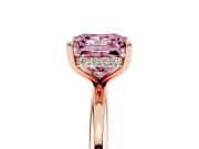 Fancy Pink Princess Cut Diamond Solitaire Ring Set in Rose gold with Thin Band and Prong Setting
