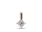 Princess Cut Lab-Grown Diamond Solitaire Pendant Necklace | Tall Bar Bail | Rose Gold