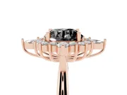 Round Cluster Halo Engagement Ring Setting for a Black Center | Rose Gold