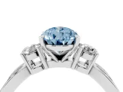 Fancy Blue Three-Stone Pear Cut Diamond Twist Band Ring Set in White gold with Pavé Accents and Prong Setting