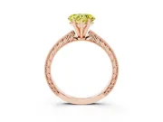 Heart-Shaped Engraved Engagement Ring Setting for a Fancy Yellow Lab-Grown Diamond | Rose Gold