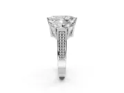 Marquise Three Stone Engagement Ring Setting | Beaded Shoulders | Platinum