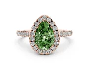 Pear-Shaped Halo Engagement Ring Setting for a Fancy Green Lab-Grown Diamond | Pave Shoulders | Rose Gold