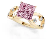 Princess Cut Loop Engagement Ring Setting for a Fancy Pink Lab-Grown Diamond | Yellow Gold