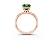 Asscher Cut Vintage Milgrain Engagement Ring Setting for a Fancy Green Lab-Grown Diamond | X Pattern Band | Rose Gold