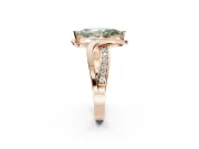 Marquise Bypass Solitaire Engagement Ring Setting for a Fancy Green Lab-Grown Diamond | Pavé Strands | Rose Gold