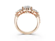 Oval Three Stone Engagement Ring Setting | On-Point Princess Side Stones | Rose Gold