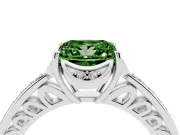 Princess Cut Floral Pavé Engagement Ring Setting for a Fancy Green Lab-Grown Diamond | Petal Accents | Sterling Silver
