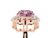 Princess Cut Scalloped Cluster Halo Engagement Ring Setting for a Fancy Pink Lab-Grown Diamond | Plain Band | Rose Gold