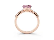 Fancy Pink Heart Cut Diamond Cluster Solitaire Ring Set in Rose gold with Prong Setting