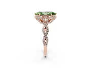 Marquise Milgrain Halo Engagement Ring Setting for a Fancy Green Lab-Grown Diamond | Graduated Shoulders | Rose Gold