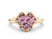 Heart-Shaped Petal Halo Engagement Ring Setting for a Fancy Pink Lab-Grown Diamond | Yellow Gold