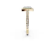 Radiant Cut Sectioned Halo Engagement Ring Setting for a Fancy Green Lab-Grown Diamond | Yellow Gold