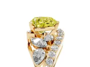 Heart-Shaped Bypass Pavé Engagement Ring Setting for a Fancy Yellow Lab-Grown Diamond | Yellow Gold