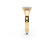 Emerald Cut Pavé Collar Solitaire Engagement Ring Setting | Wide Polished Band | Yellow Gold