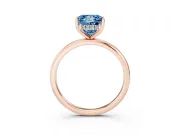 Fancy Blue Princess Cut Diamond Solitaire Engagement Ring Set in Rose gold with Prong Setting and Polished Band