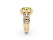 Oval Scalloped Halo Engagement Ring Setting for a Fancy Yellow Lab-Grown Diamond | Double Row Band | Yellow Gold