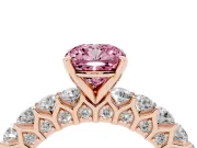 Cushion Cut Shared Prong Engagement Ring Setting for a Fancy Pink Lab-Grown Diamond | Rose Gold