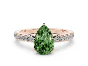 Pear-Shaped Pave Solitaire Engagement Ring Setting for a Fancy Green Lab-Grown Diamond | Shared Prong Band | Rose Gold