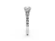 Cushion Cut Three Stone Engagement Ring Setting | Sterling Silver