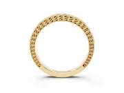 Round Diamond Channel Wedding Band Set in Yellow gold with Milgrain Edges