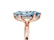 Fancy Blue Marquise Cut Diamond Solitaire Ring Set in Rose gold with Thin Band and Prong Setting
