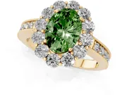Oval Vintage Halo Engagement Ring Setting for a Fancy Green Lab-Grown Diamond | Yellow Gold
