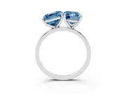 Fancy Blue Asscher Cut and Emerald Cut Toi Moi Ring Set in Silver with Prong Setting