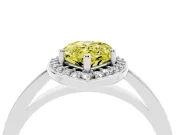 Fancy Yellow Pear Cut Diamond Halo Ring Set in Silver with Solitaire Band and Prong Setting