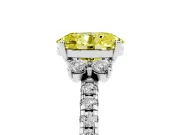 Oval Side Stone Engagement Ring Setting for a Fancy Yellow Lab-Grown Diamond | Pave Band | Platinum