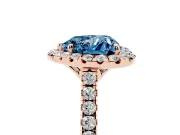 Heart-Shaped Raised Halo Engagement Ring Setting for a Fancy Blue Lab-Grown Diamond | Rose Gold
