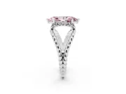 Fancy Pink Marquise Cut Diamond Halo Ring Set in Platinum with Twisted Band and Prong Setting