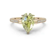 Pear-Shaped Vintage Cathedral Engagement Ring Setting for a Fancy Yellow Lab-Grown Diamond | Carved Band | Yellow Gold