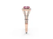 Cushion Cut Split Shank Halo Engagement Ring Setting for a Fancy Pink Lab-Grown Diamond | Rose Gold