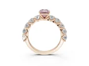 Emerald Cut Side Stone Engagement Ring Setting for a Fancy Pink Lab-Grown Diamond | Scalloped Prong Accents | Rose Gold