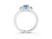 Emerald Cut Three Stone Engagement Ring Setting for a Fancy Blue Lab-Grown Diamond | Pave Shoulders | Platinum