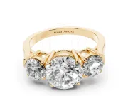 Round Three Stone Engagement Ring Setting | Round Side Stones and Open Baskets | Yellow Gold