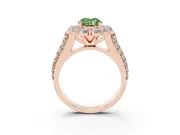Oval Large Accent Halo Engagement Ring Setting for a Fancy Green Lab-Grown Diamond | Rose Gold