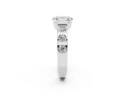 Emerald Cut Tension Style Engagement Ring Setting | Flush Set Accents | Platinum