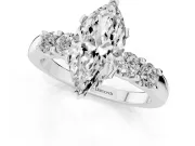 Marquise Cut Diamond Five-Stone Prong Set Engagement Ring Set in Platinum with Channel Band