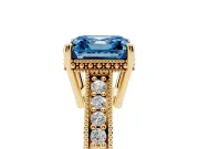 Asscher Cut Engraved Engagement Ring Setting for a Fancy Blue Lab-Grown Diamond | Yellow Gold
