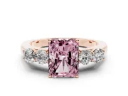Radiant Cut 5 Stone Engagement Ring Setting for a Fancy Pink Lab-Grown Diamond | Rose Gold