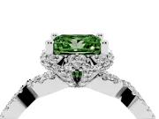 Princess Cut Milgrain Halo Engagement Ring Setting for a Fancy Green Lab-Grown Diamond | Graduated Shoulders | Platinum
