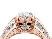 Pear-Shaped Vintage Milgrain Hidden Halo Engagement Ring Setting | Channel-Set Shoulders | Rose Gold