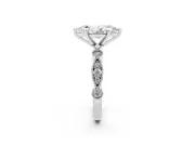 Marquise Vintage Milgrain Solitaire Engagement Ring Setting | Bezel Accents | White Gold