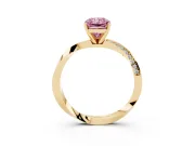 Radiant Cut Twisted Pave Engagement Ring Setting for a Fancy Pink Lab-Grown Diamond | Ribbon Band | Yellow Gold